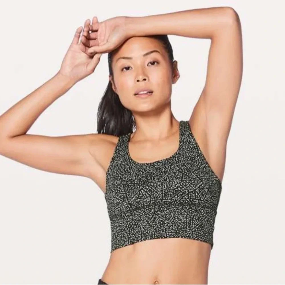 Lululemon Invigorate Bra Long Line Night View White Black / Black